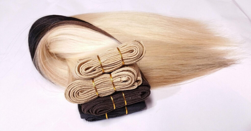 blonde and brown weft hair extensions