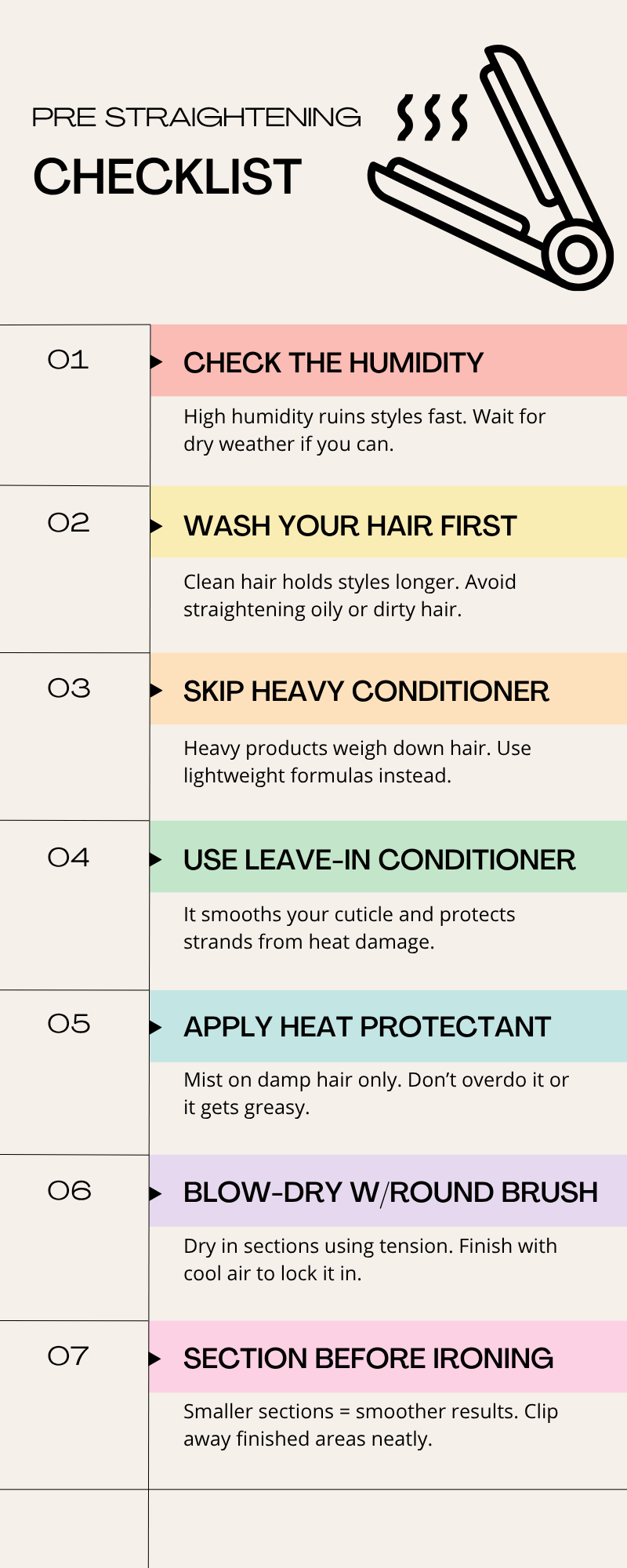 Checklist before straightening your hair