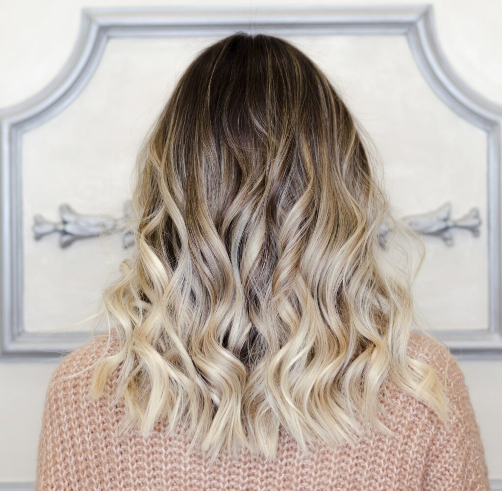balayage blonde from behind
